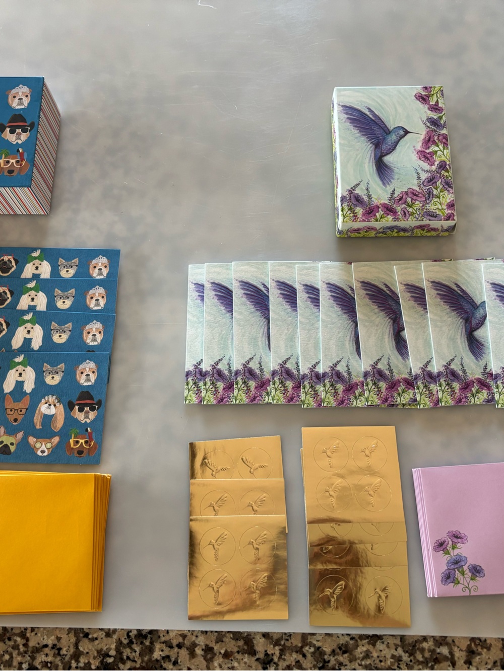 Papyrus Purple Hummingbird and Gold Accent Cocktail Napkins